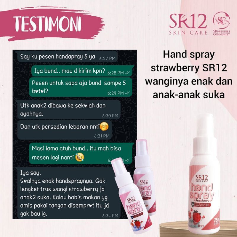 Hand Spray Strawberry Pembersih Tangan Hand Hygiene Spray Anti Bacterial Handsanitizer
