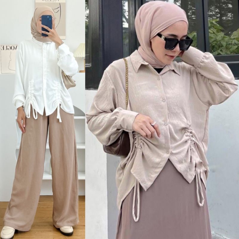 Blouse Serut Crincle Airflow / Meva Blouse / Blouse Wanita / Blouse Crinkle / Blouse Polos