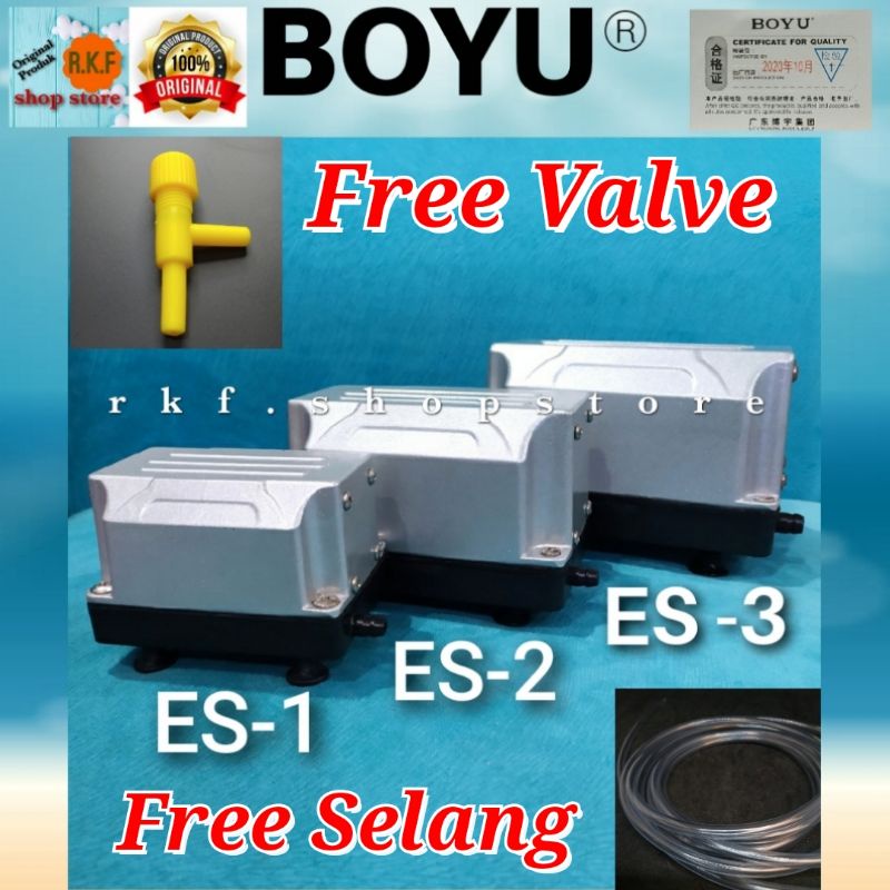 Original Boyu Pompa Udara Akuarium Es-1 / Es-2 / Es-3- Silver / mesin aerator / Aerator ikan