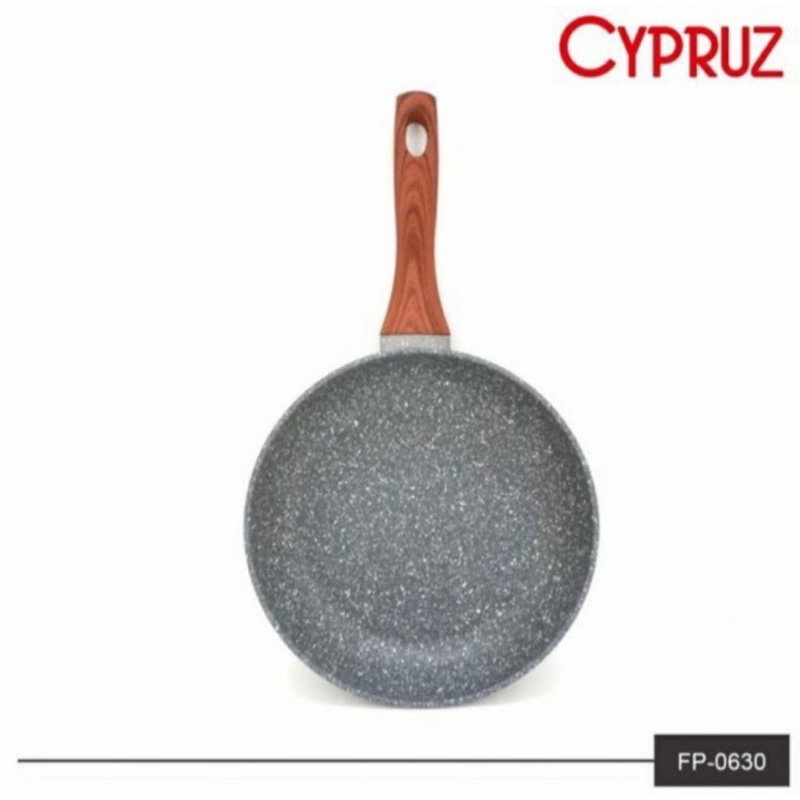 Fry Pan Induki Cypruz 18,20,22,24,26,28 cm Marble Ceramic Gagang kayu Penggorengan