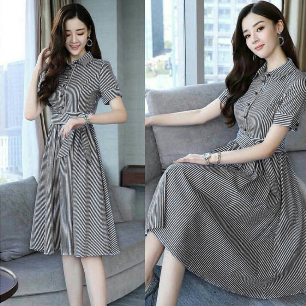 FWG - DRESS MD LINE / DRESS SALUR / DRESS GELIA / BAJU DRESS KOREA / DRESS WANITA / DRESS