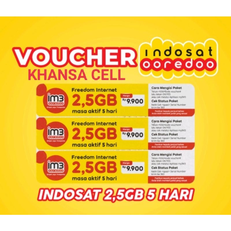VOUCHER INDOSAT 2,5 GB 5 HARI