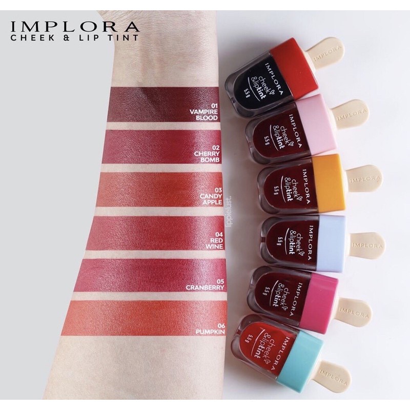 Implora Cheek &amp; Lip Tint BPOM - Lipcream Lipstick Tahan Lama &amp; Air