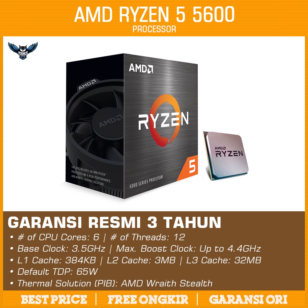 AMD Ryzen 5 5600 Box | 4.4GHz 6C 12T | AM4 Zen 3 Vermeer CPU Processor