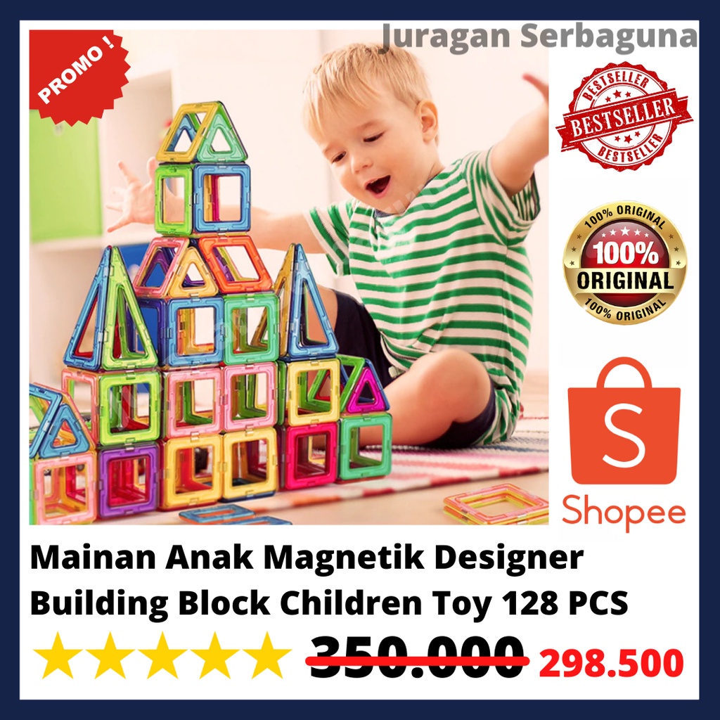 Mainan Anak Magnetik Designer Building Block Children Toy 128 PCS