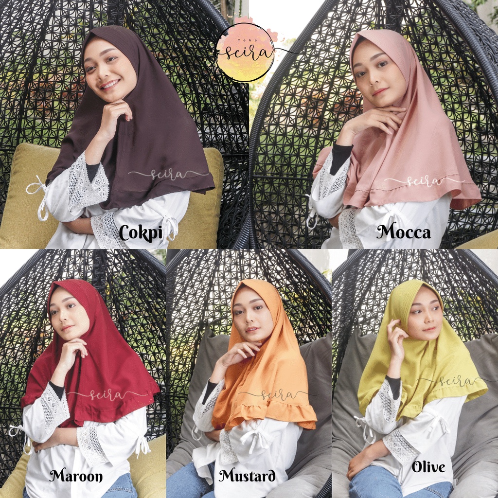 [BISA COD] Khimar Pet Rempel | Jilbab Wolfis | Kerudung Rempel Hijab Instan - Sa'ida