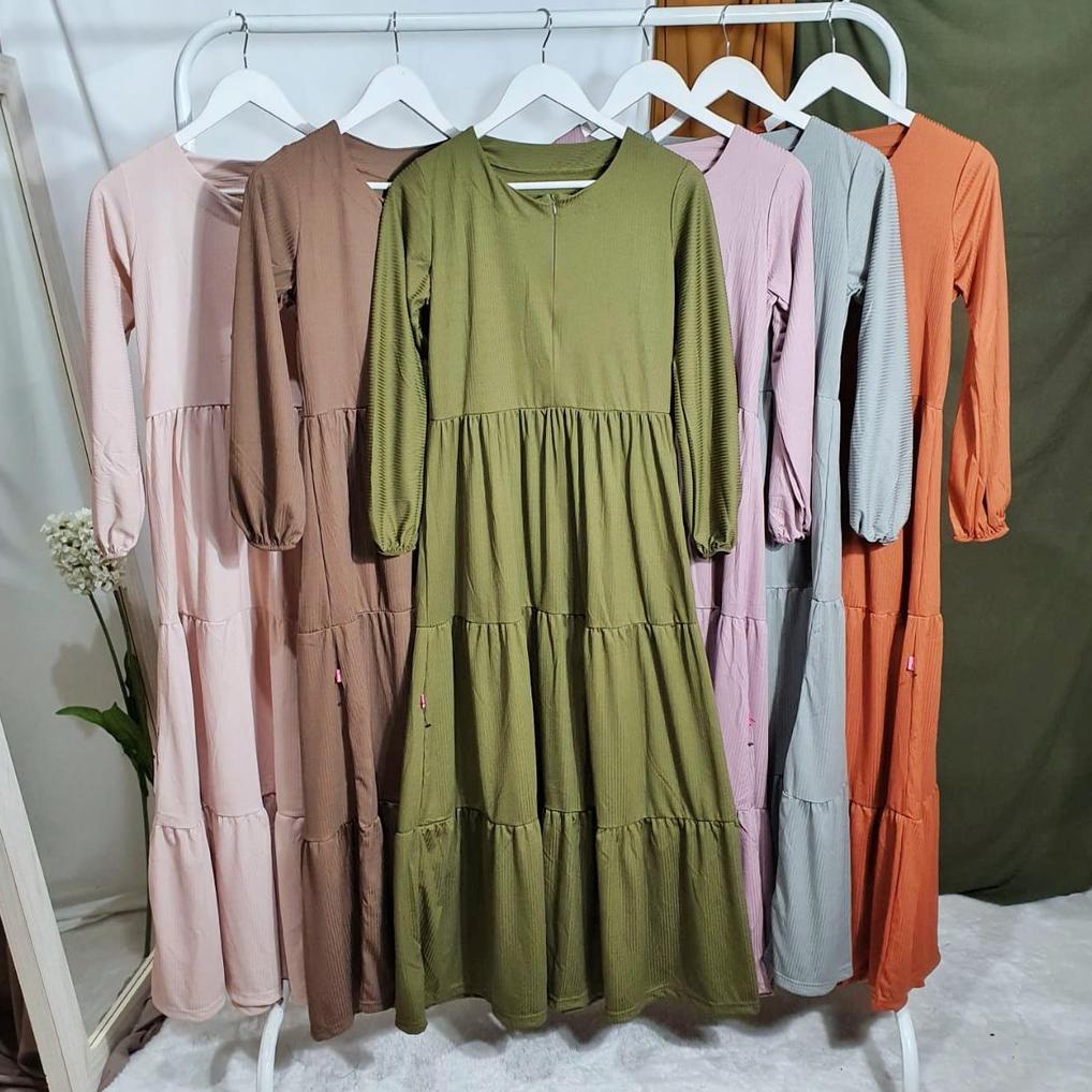 HOLLXMALL | GAMIS RUMBAI BUSUI LENGAN PANJANG FASHION MUSLIM ZALFA FIT  L-XL LINGKAR DADA 100CM
