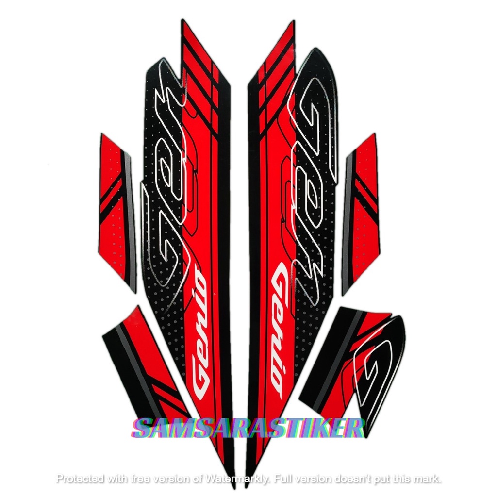 Stiker Motor Honda Genio 110 2020 Hitam-Merah