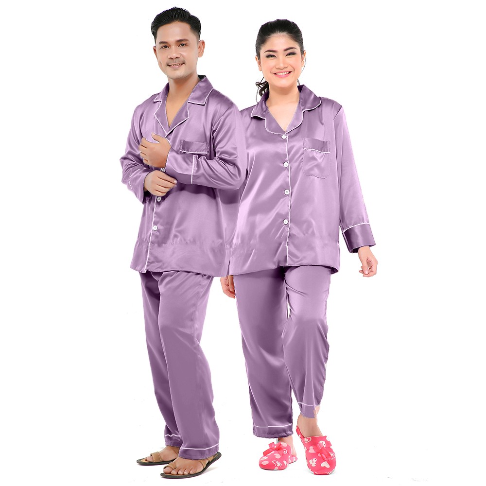 Zavyn Piyama Satin Couple Long Sleeves Ukuran XL