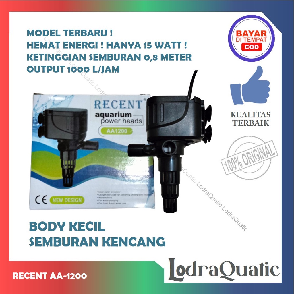 PROMO MURAH POMPA AIR AQUARIUM RECENT AA 1200 NAIK 0,8 METER 1000 LITER FILTER AQUARIUM KECIL POMPA AIR HIDROPONIK AQUARIUM FILTER AQUARIUM MINI POMPA AQUARIUM KECIL POMPA AQUARIUM MINI POMPA AQUARIUM HEMAT ENERGY POMPA AQUARIUM LOW WATT FILTER AQUASCAPE