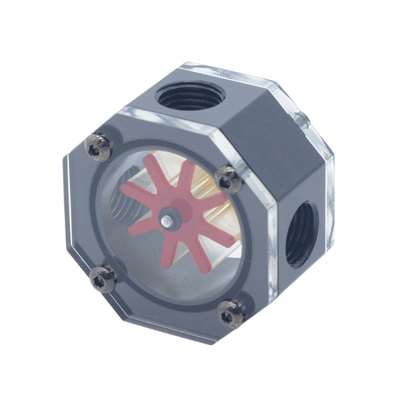Bt Akrilik Octagonal Flow Indicator Computer Water Cooling Flow Meter G1/4Benang Female Kit Lengkap Liquid Coolin To