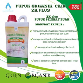 Jual Pupuk Organik Cair POC Zk Plus 1 Liter Pupuk Pelebat Buah Pupuk ...