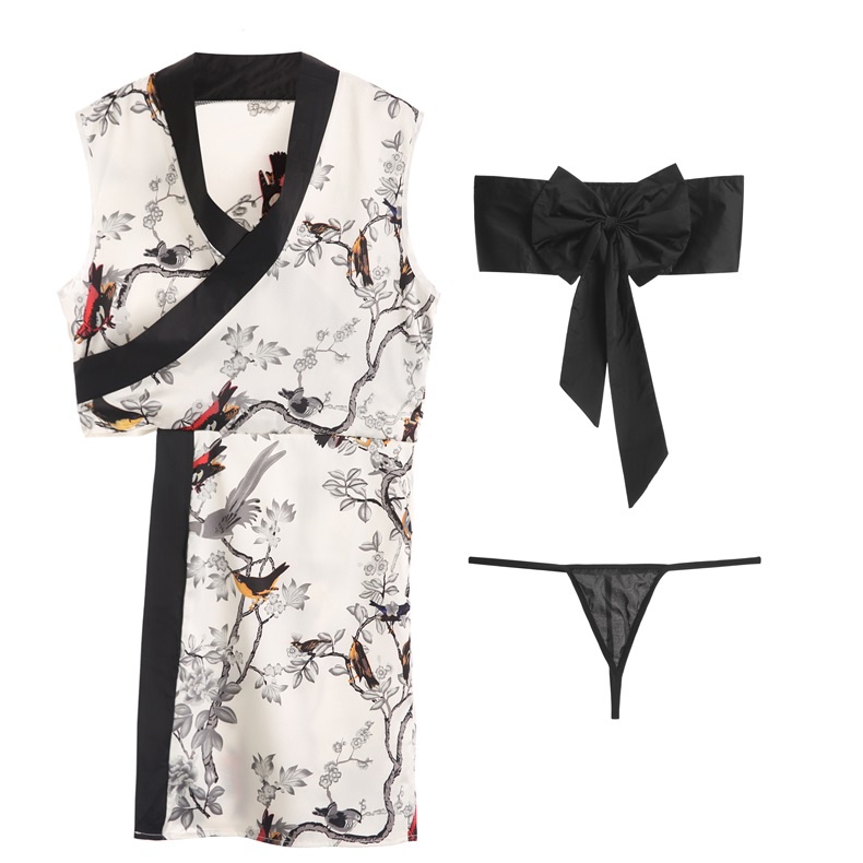 【 Bra Mall 】BM-155 Set Lingerie + G String Sexy Model Kimono Premium Sabuk Besar Satin Jepang wanita import