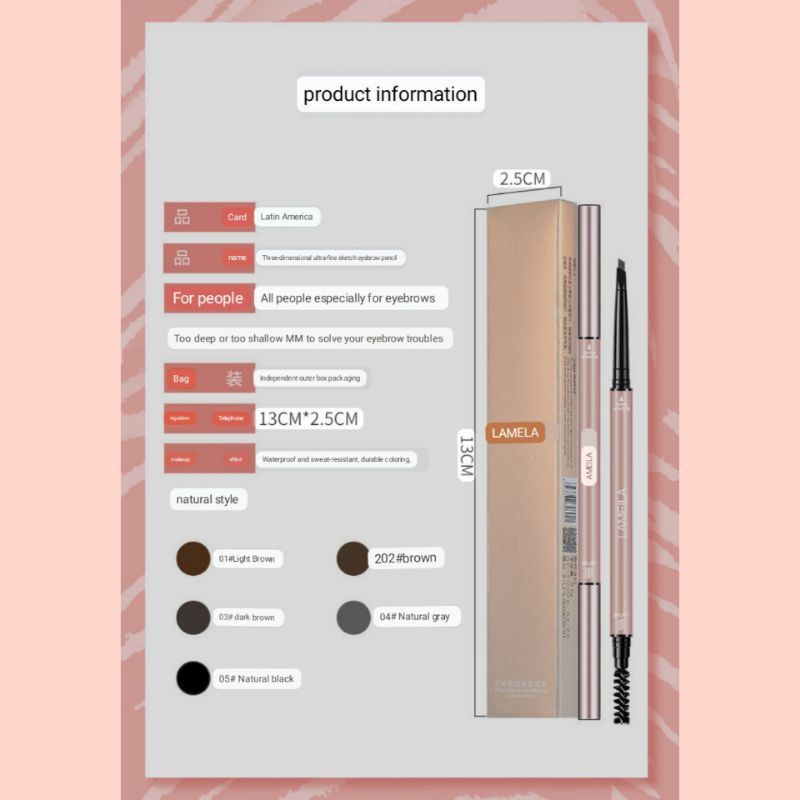 Medan Termurah (Ready Black &amp; Brown) Pencil eyebrow double head pensil alis lameila