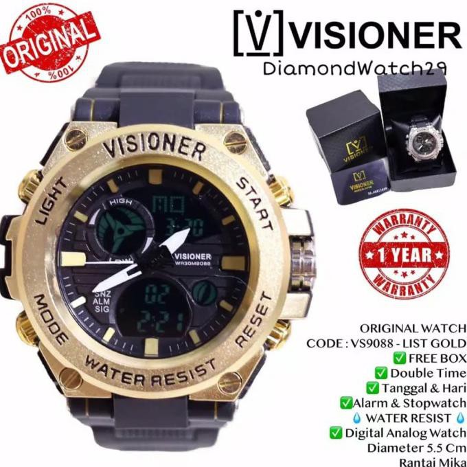 Jam Tangan Original Visioner Anti Air Pria Tali Bahan Rantai Mika Laurusmart