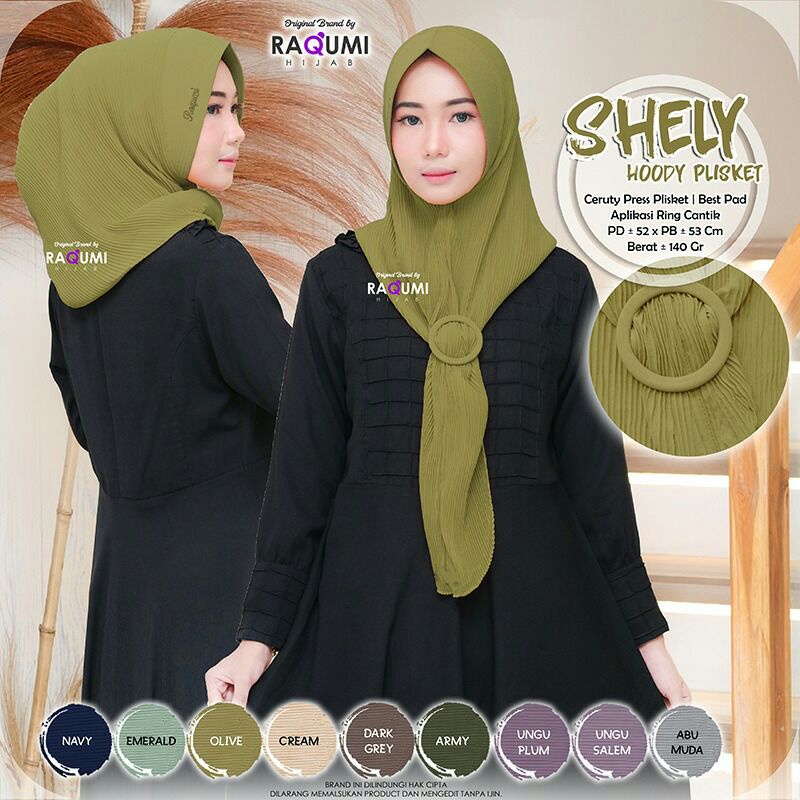 Hijab Khimar Instant Terbaru Shely Hoody Plisket Original Raqumi X MNV Hijab