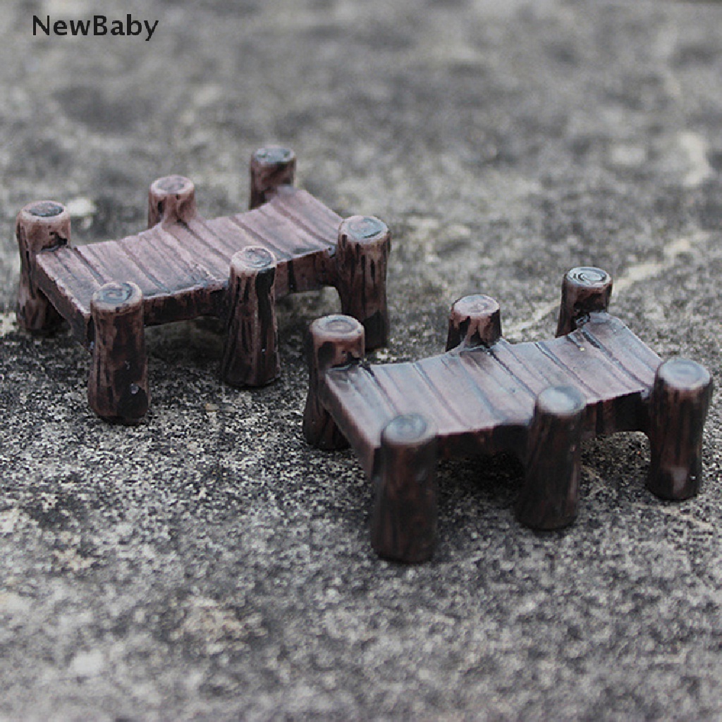 Miniatur Jembatan Kayu Bahan Resin Untuk Dekorasi Taman Minifairy Garden