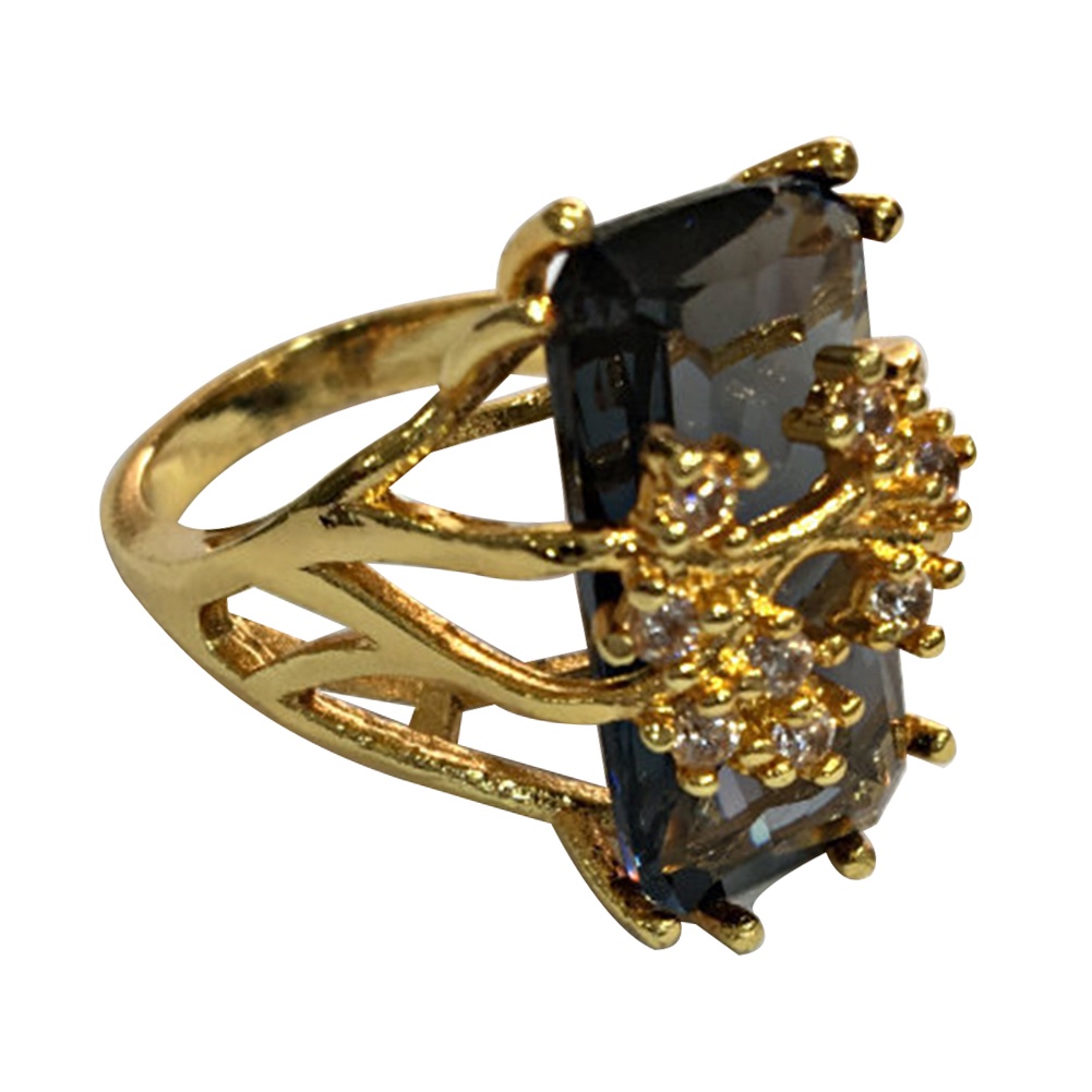 Hu Hu Hu Hu Hu Alat Bantu Pasang Kacamata♡ Cincin Wanita Bentuk Persegi Panjang Aksen Berlian Imitasi Gaya Vintage Untuk Pernikahan