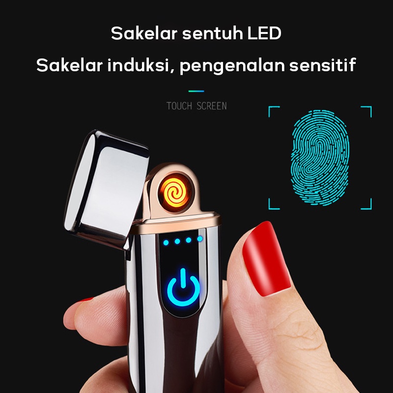 Korek Api Elektrik USB Fingerprint Touch Sensor LED Screen