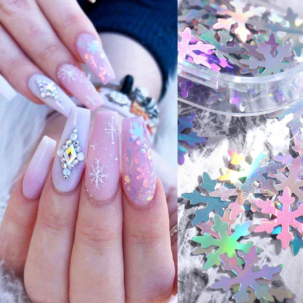 AUGUSTINA Agustina Nail Art Payet Wanita Holo Maple leaf Glitter Flake Winter Paillette 3D Dekorasi Nail Art