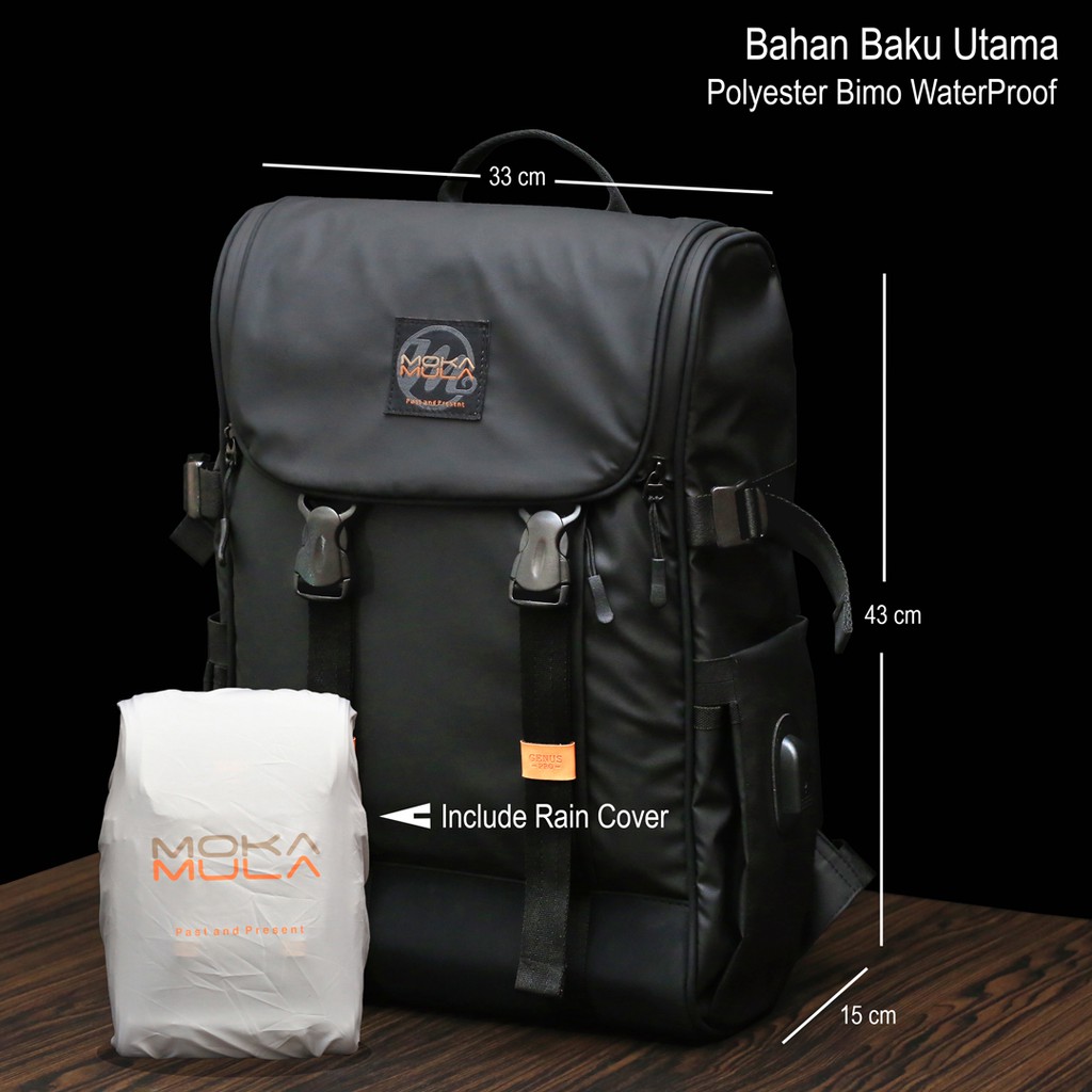 Backpack Pria Waterproof Original Muat Laptop 15,6 Inch - Genus Pro2 Mokamula