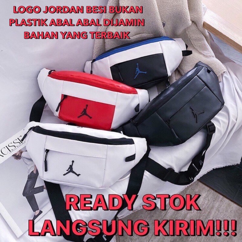 TAS PRIA TAS SELEMPANG WAISTBAG NIKE AIR JORDAN JUMPMAN PREMIUM LEATHER KULIT LOGO BESI