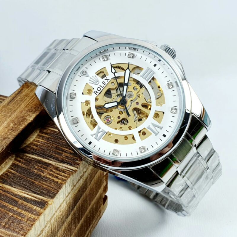 jam tangan pria Rolex skeleton automatic