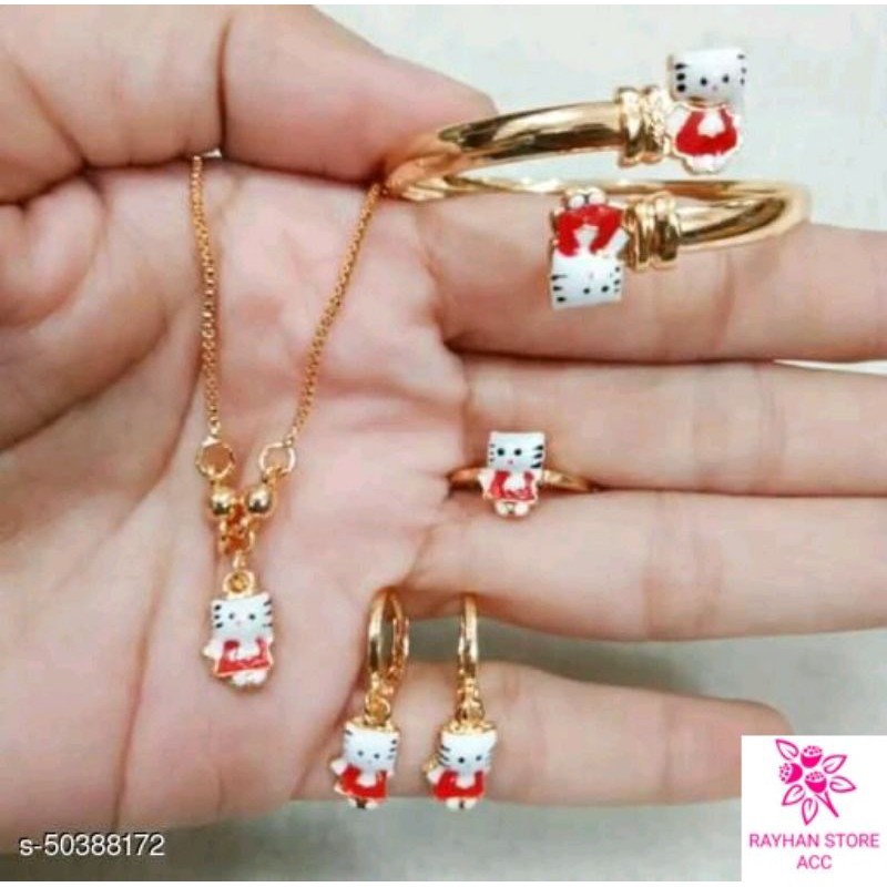 Perhiasan xuping Set anak motif hello Kitty chat putih