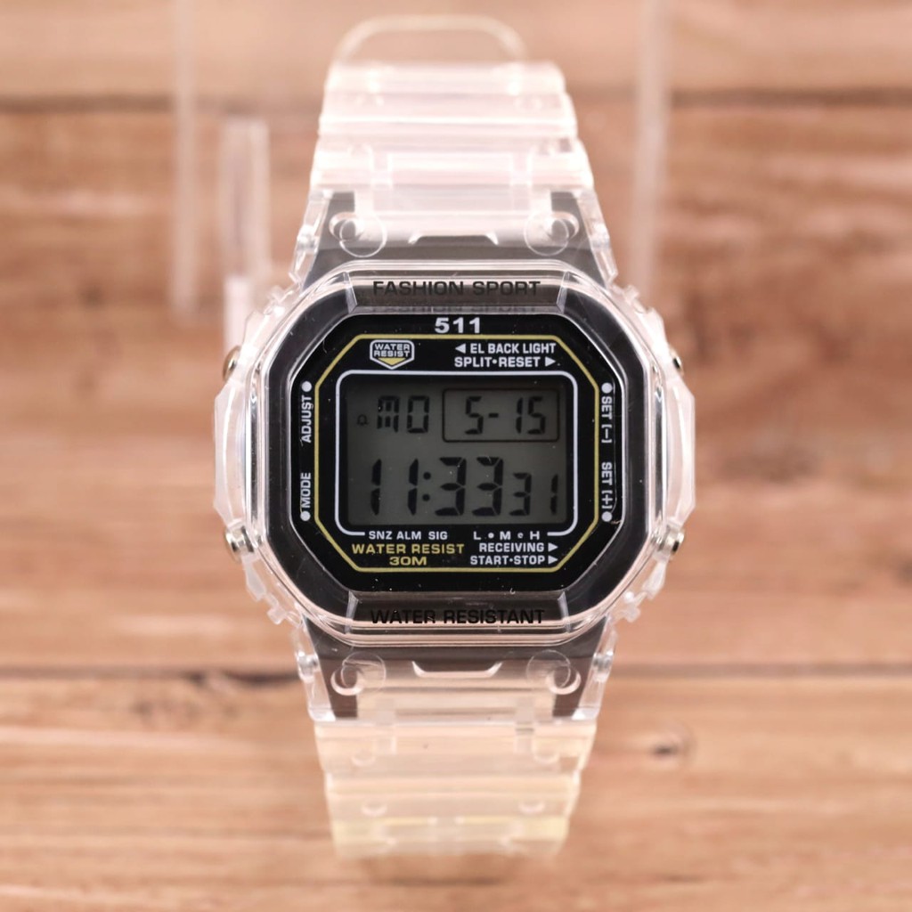 NEW PRODUK JAM TANGAN GLS 511 TRANSPARAN WATER RESIST
