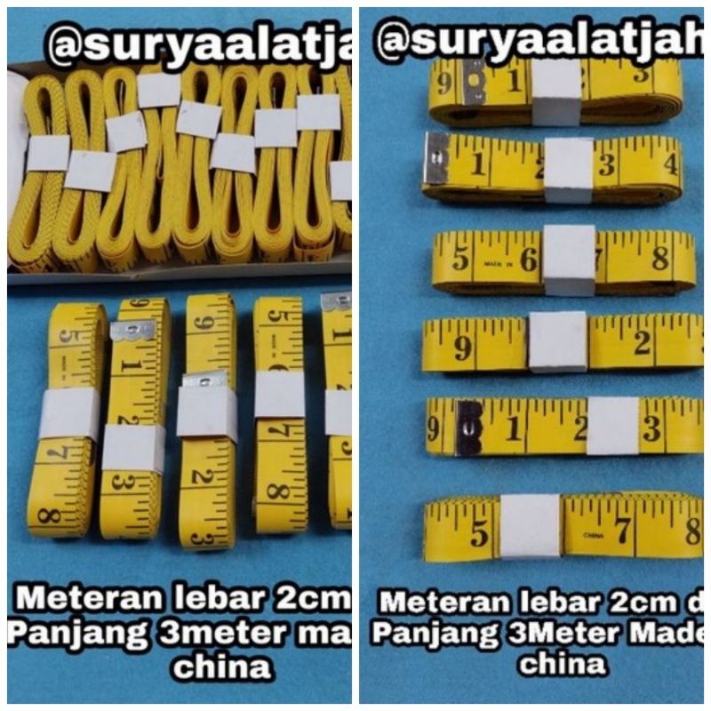 Meteran khusus kuning lebar 2cm panjang (300cm) =rp.8.500/1pcs