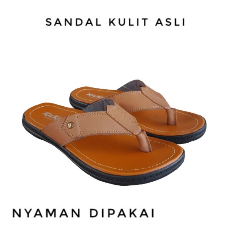 Sandal kulit pria/ sandal jepit kulit terbaru/ sandal kulit murah /sandal COD/ bayar di tempat