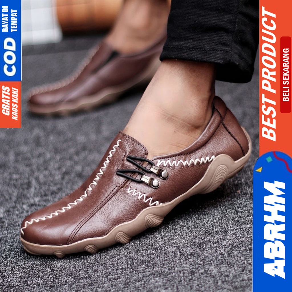 Abrhm Knit - Sepatu Formal Pria Pantofel Kulit Asli