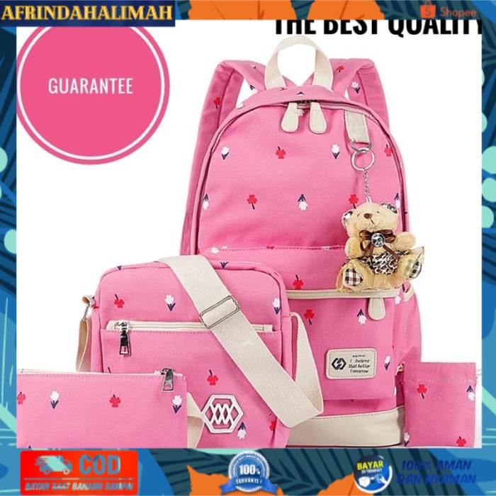 

TERBARU, TERMURAH- tas backpack anak sekolah tulipy set 3 in 1 - Merah Muda