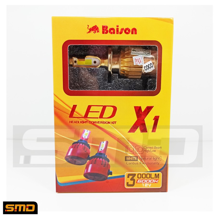 Lampu LED H4 X1 2 Warna Kuning Putih Mobil
