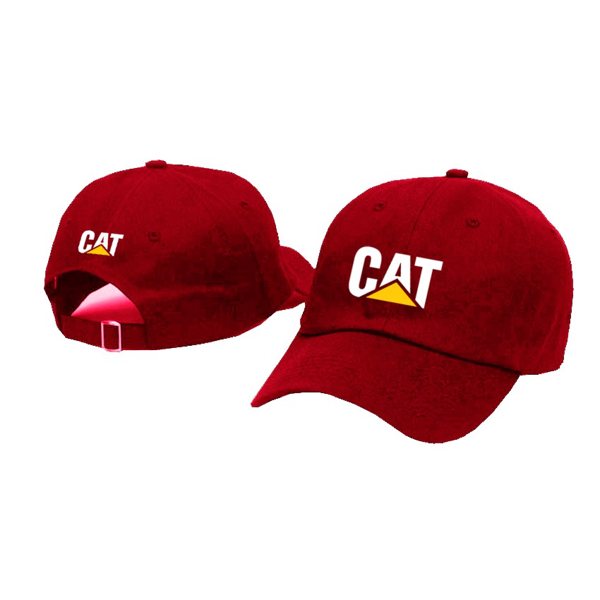 Topi Baseball Cat Logo White Yellow - Black Premium