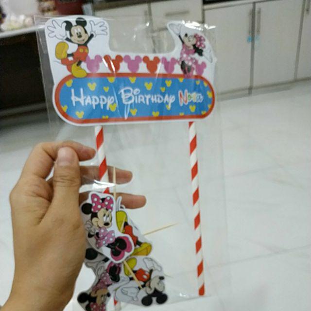 Hiasan Kue Cake Topper Birthday C1 Mickey & Minnie Isi 7