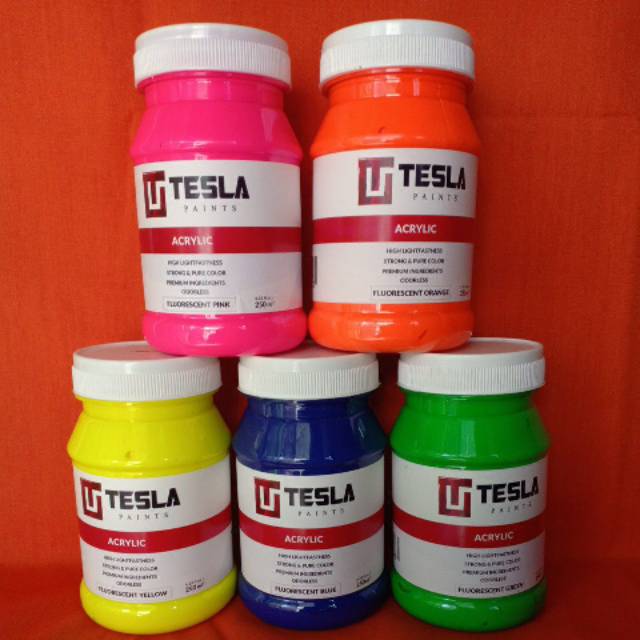 

Acrylic Fluorescent Tesla Paint @250ml / Cat Akrilik Fluorescent Tesla @250ml