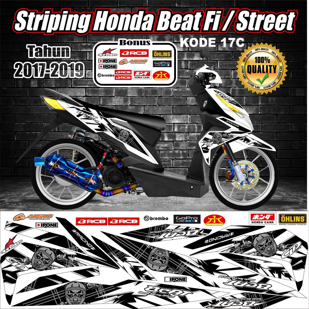 Striping Beat 2017-2019 Variasi Stiker Lis Motor Beat Kode 17