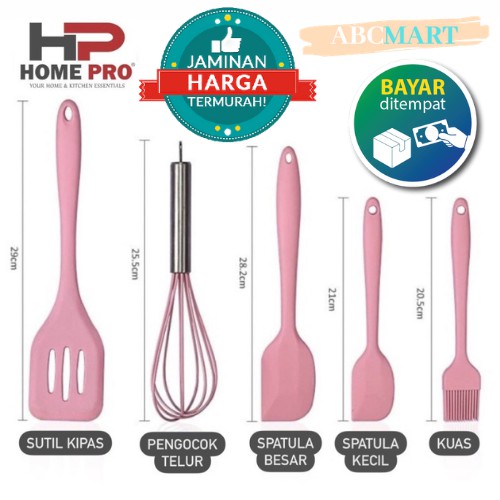 [BISA COD] Home Pro 5 Pcs Sutil Spatula Silicone Sodet Silikon Alat Masak Set Berkualitas