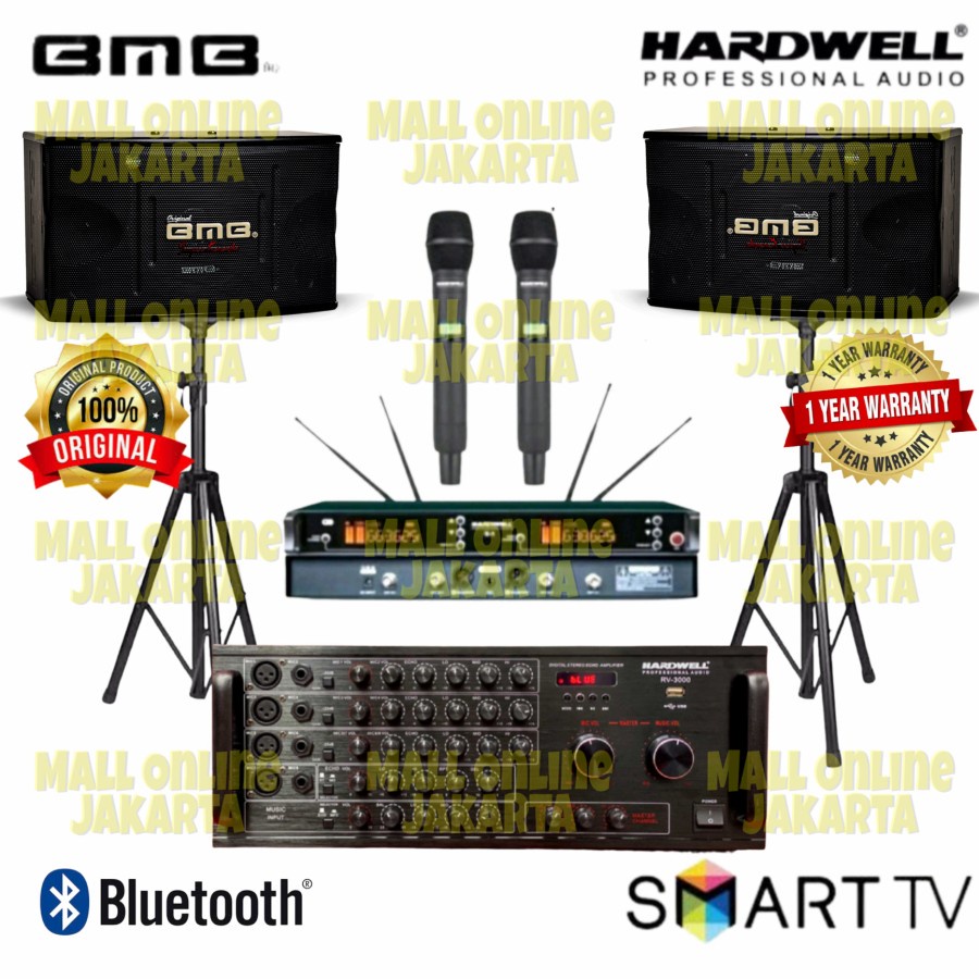 Paket karaoke set Bmb 10 inch sound sytem Hardwell Original rv3000 x1