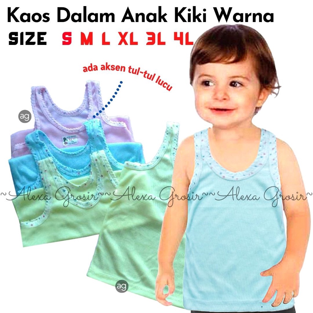 Singlet Anak Balita Size S M L XL 3L 4L/ Kaos Dalam Anak Balita Murah / kaos dalam anak warna kiki.