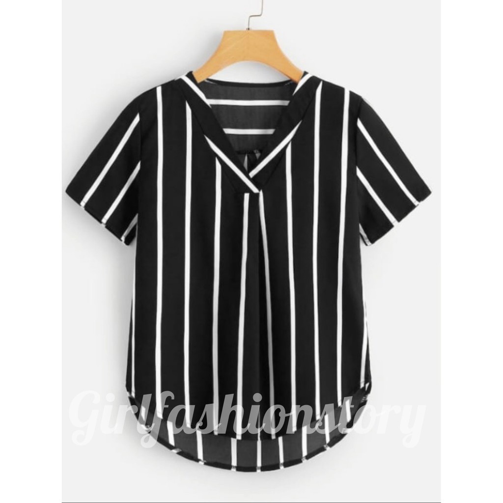 BEFAST - ZFS Blouse DESKA / GWENDA BLOUSE OVERSIZE / Atasan Kemeja Wanita / Kemeja Motif Salur / Kemeja Kekinian 2021 / Kemeja Lengan Pendek / Kemeja Casual / Kemeja OOTD Wanita Remaja Terlaris