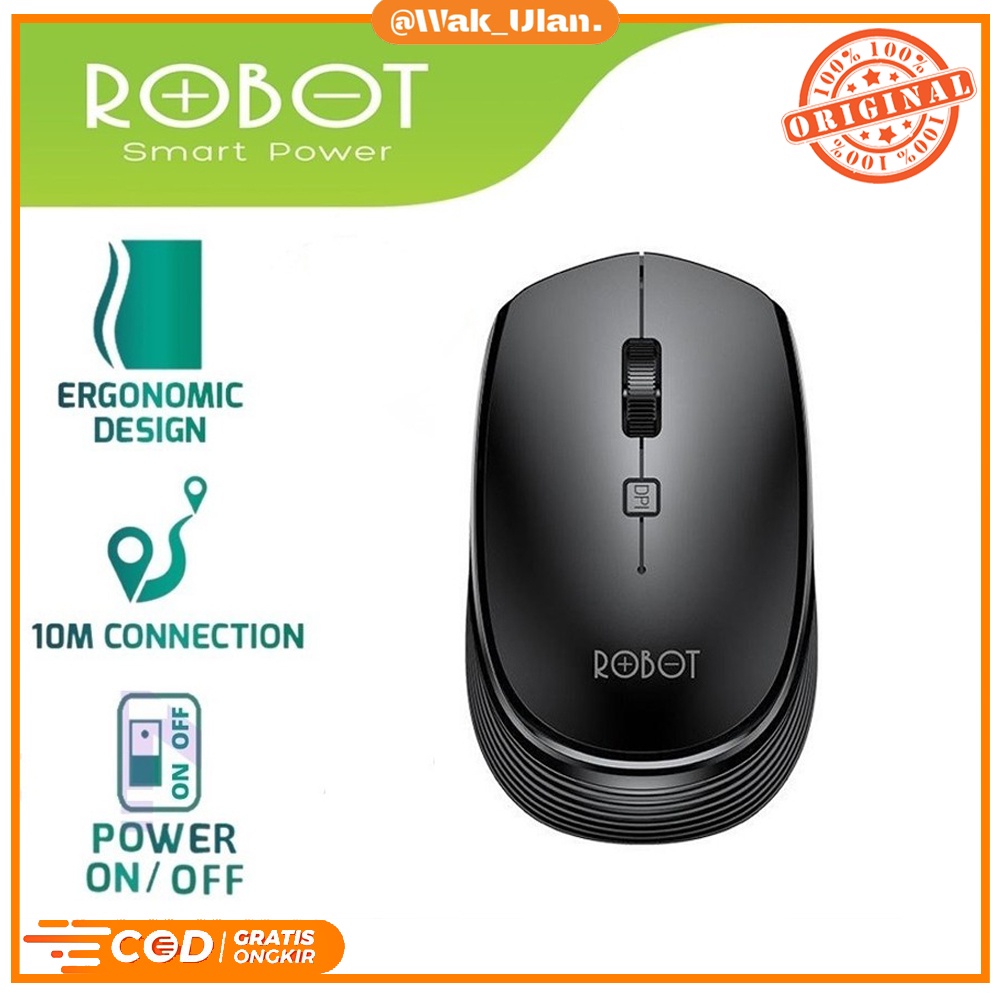 ROBOT M205 M 205 MOUSE WIRELESS TANPA KABEL OPTICAL 2.4GHZ 1600DPI PC KOMPUTER LAPTOP MURAH