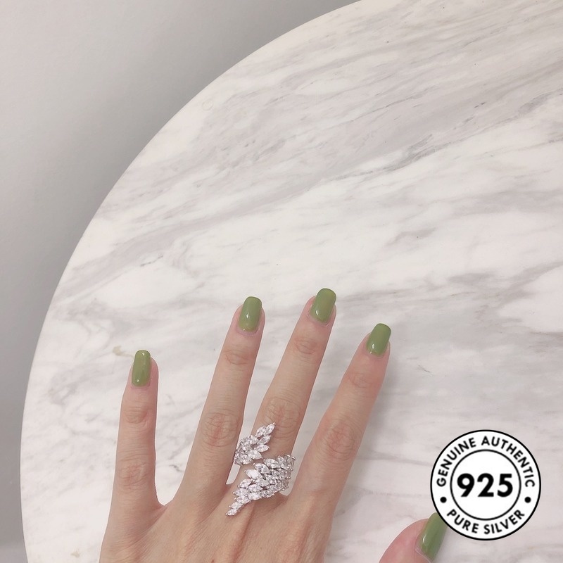 Cincin Sterling Silver 925 Model Terbuka Desain Sayap Hias Berlian Untuk Wanita