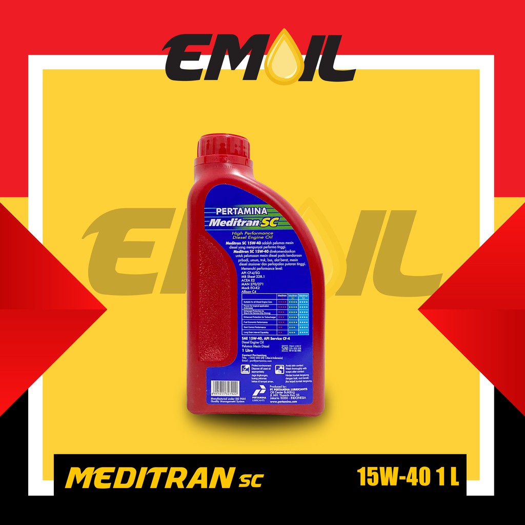 Oli pertamina DIESEL MEDITRAN SC sae 15w-40 galon 1 liter