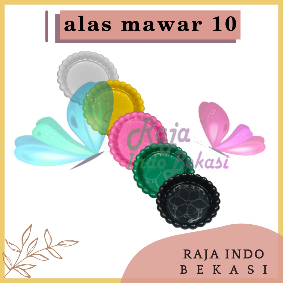 Tatakan Pot Alas Mawar 10 Putih Hijau Pink Kuning Hitam - Tatakan Pot Tawon Pirus Putih 10 12 Cm