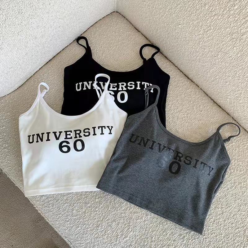 Blackpink Bra Tank Top Streetwear Women Atasan Kamisol Tanktop Wanita Kaos Singlet Kemben Bratop Crop Top Cetak Huruf Tanpa Lengan 1208