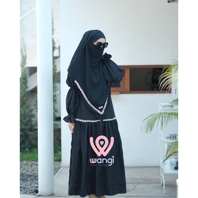 FRENCH KHIMAR SET DRESS | Gamis premium, Gamis Renda, Gamis premium, Gamis hitam, Gamis set French K