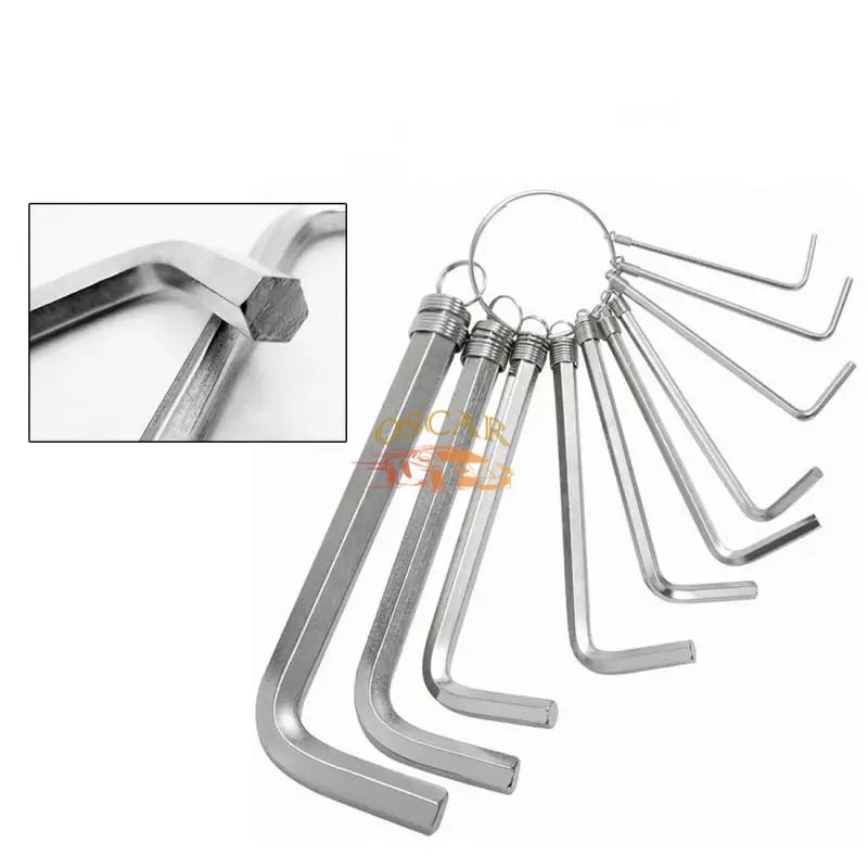 KUNCI L SET 10 PCS PLAT HEX HEXAGONAL KEY WRENCH CHROME 10PCS SHORT LONG PENDEK PANJANG