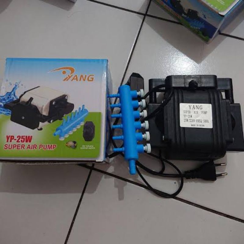 Yang Super Pump YP 18 Watt 25 W Akuarium Aerator 4 dan 6 lubang